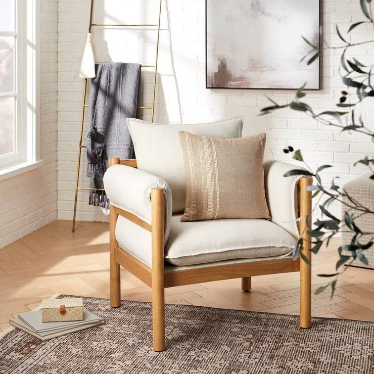 Arbon Wood Dowel Accent Chair with Cushion Arms - Threshold™ designed with Studio McGee | Target