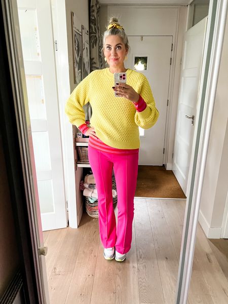 Who knew yellow and fuchsia go so well together?! Yellow knitted sweater paired with a red and pink striped Longsleeve top and fuchsia pants and Nike Airmax sneakers. 



#LTKstyletip #LTKshoecrush #LTKeurope