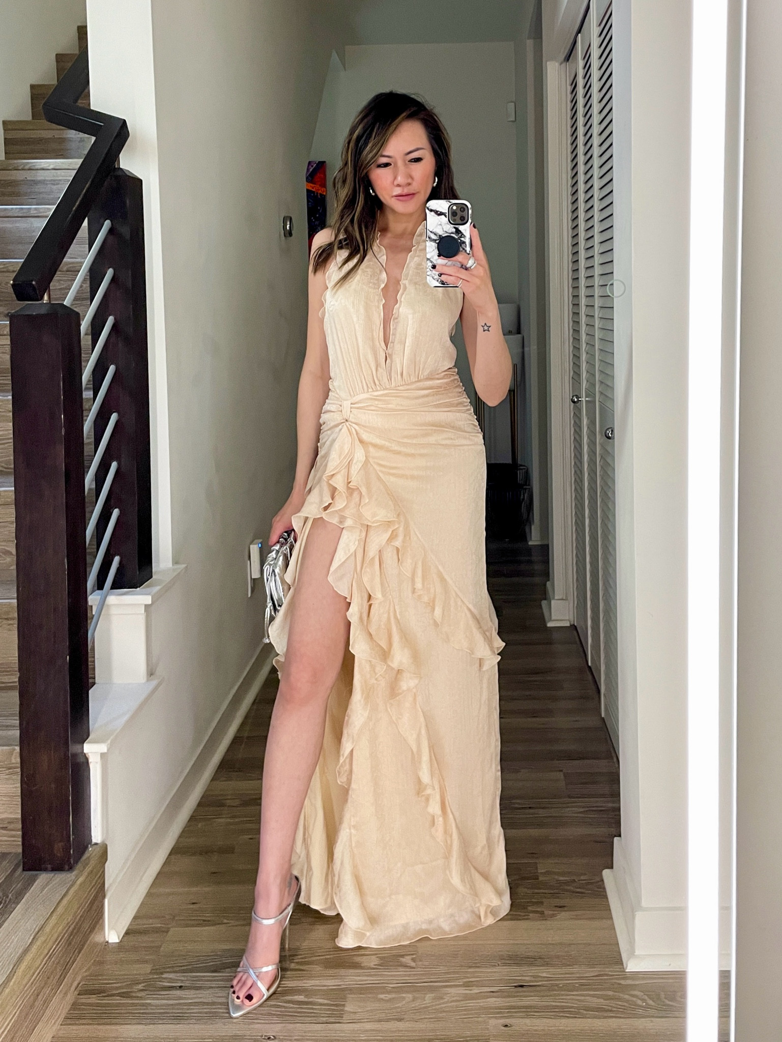 knee length dresses for ladies Champagne Enchanted Nights Maxi Dress main image 1