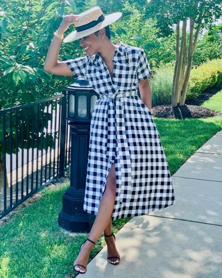 Lisa marie fernandez target Gingham Shirt dress Black White Size XS | eBay US