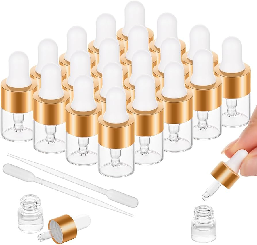 20 Pack Mini Dropper Bottle for Cuticle Oil, 1ml Small Sample Essential Oil Dropper Bottles for T... | Amazon (US)