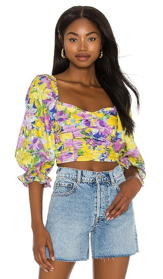 Cassia Crop Top in Lemon | Revolve Clothing (Global)