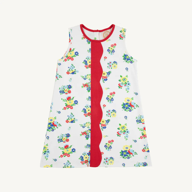 Daisy Dress - Biltmore Blooms (Buckhead Blue) with Richmond Red | The Beaufort Bonnet Company