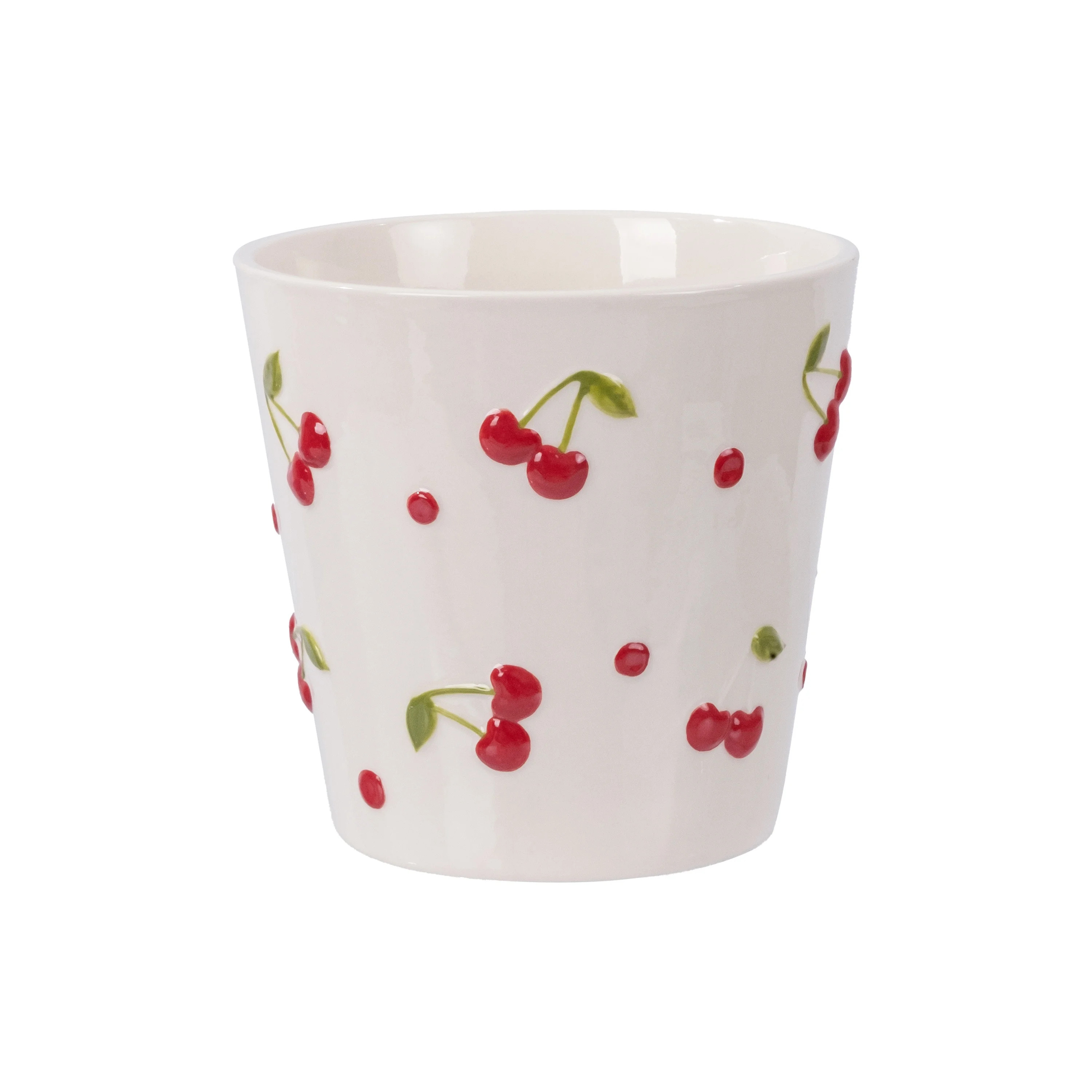 Mainstays 6.25" x 6.25" x 6" Round Cream and Red Ceramic Cherry Planter | Walmart (US)