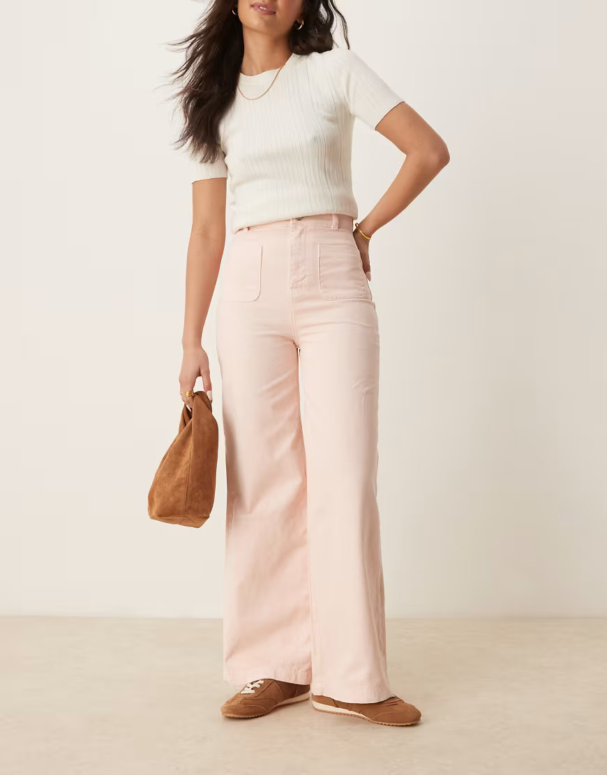 ASOS DESIGN patch pocket jean in washed pink | ASOS (Global)