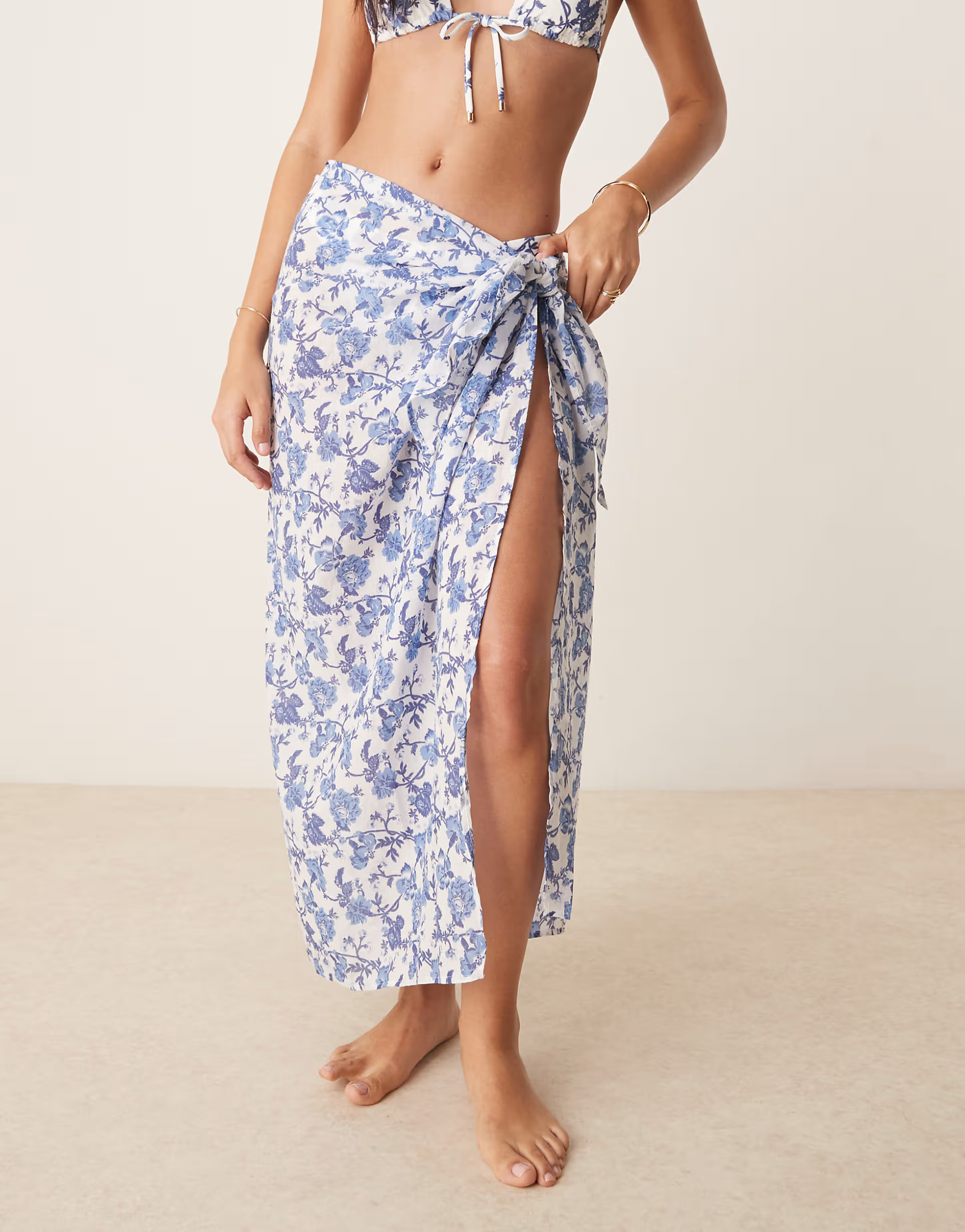 Abercrombie & Fitch longline sarong co-ord in blue floral print | ASOS (Global)