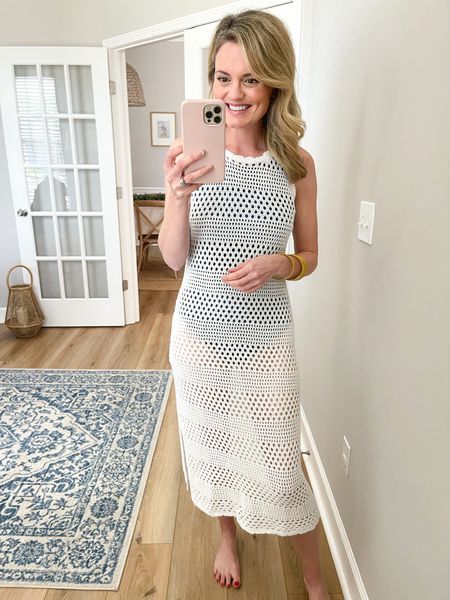 This is the crochet coverup I've been looking for. The neckline, the length, the fit - its perfect and so flattering.

#LTKunder50 #LTKfamily #LTKtravel