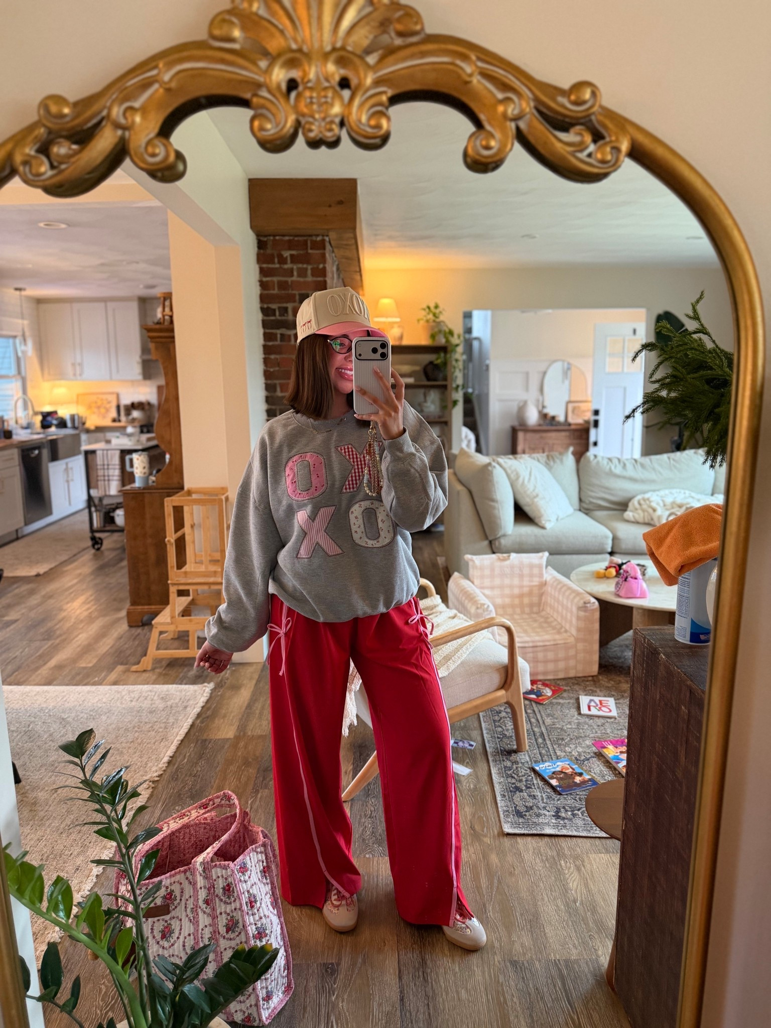 Today’s outfit ❤️🩷 in a size L in the sweatshirt and it’s SOO soft!! Love the patchwork XOXO. And in a size L for the pants! Rolled once at my waist so they weren’t dragging too bad PS

target, target style, Valentine’s Day, athletic pants, gray sweatshirt, trucker hat 

#LTKdayinmylife #LTKFindsUnder50 #LTKootd