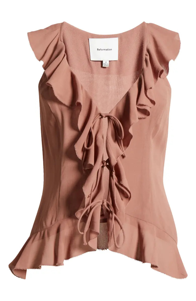 Reformation Paulette Ruffle Tie Front Tank | Nordstrom | Nordstrom