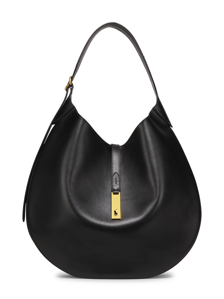 Women's Polo ID Large Leather Shoulder Bag - Black | Saks Fifth Avenue