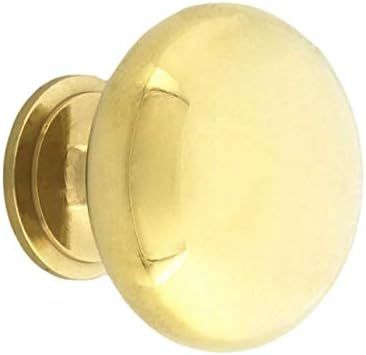 Solid Brass Unlacquered Polished Brass Cabinet Knob Brass Cabinet Round Drawer Knob (Small - 1" Diam | Amazon (US)