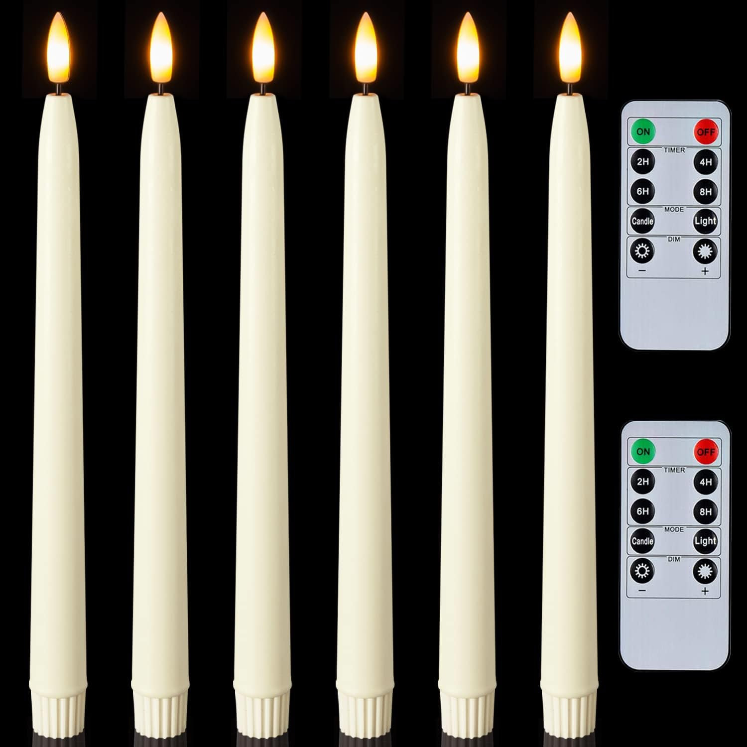 Homemory 11 inches Waxy Flameless Taper Candles with Remote Timer Dimmer, 6 Pcs Battery Operated ... | Amazon (US)