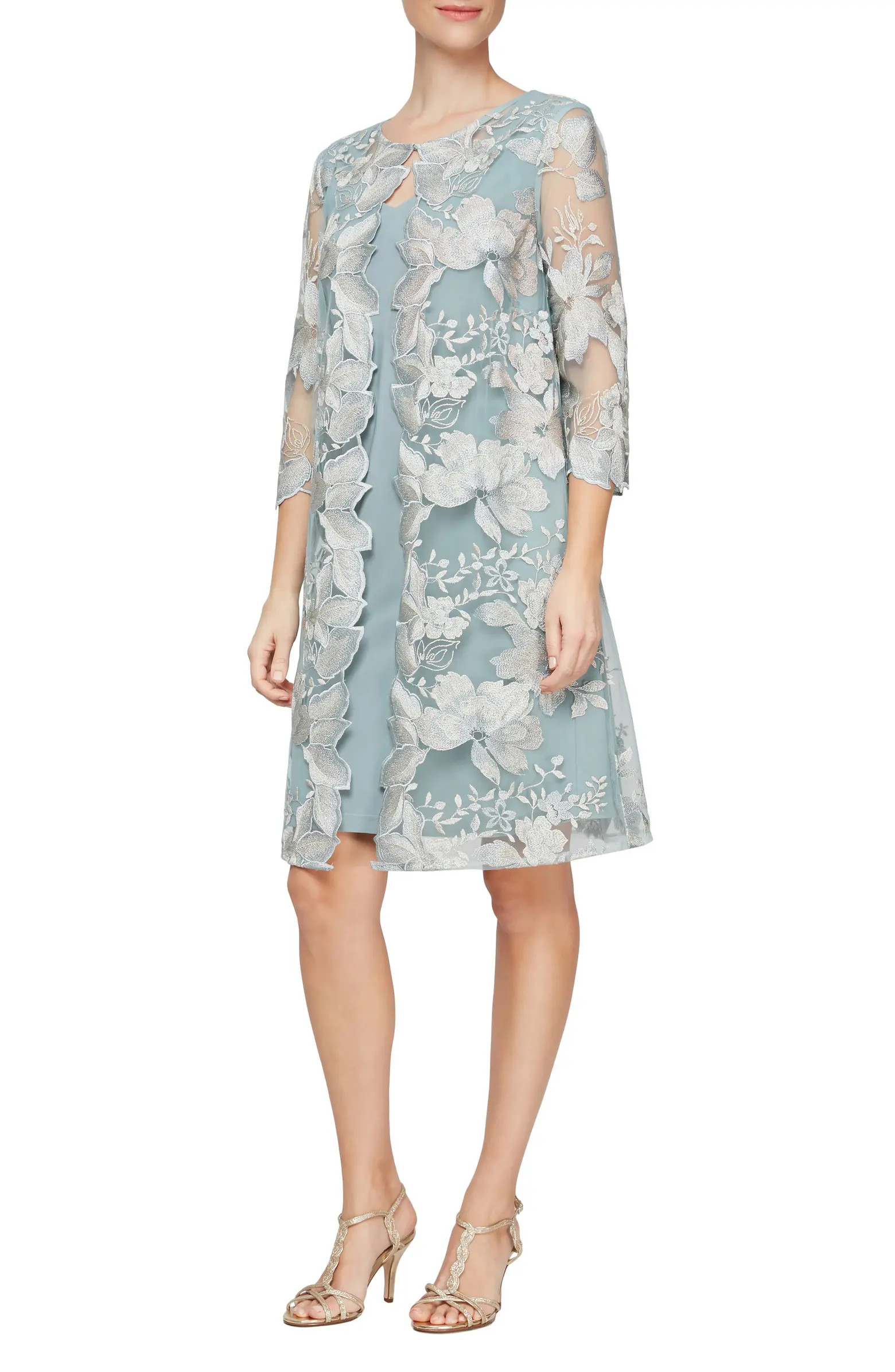 Alex Evenings Embroidered Mock Jacket Cocktail Dress | Nordstrom | Nordstrom