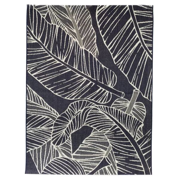 Delaney Floral Indoor / Outdoor Area Rug in Navy Blue | Wayfair North America