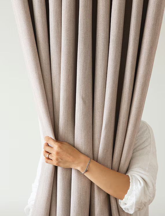 Set of 2 Heavy Weight Minimalist Blackout Curtains Beige Hotel | Etsy | Etsy (US)