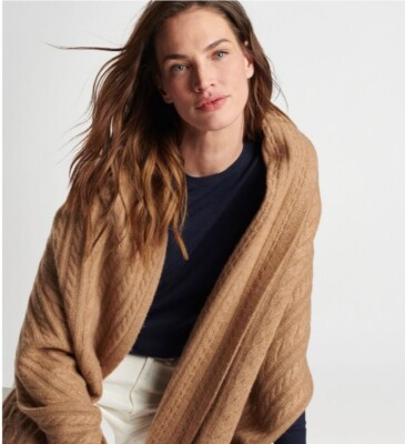 Peter Millar Women's Cashmere Cable Knit Scarf-Camel-New with Tags-Retails $245 | eBay US