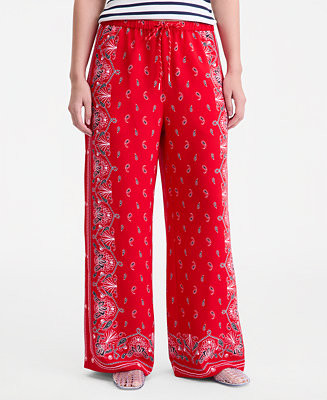 Women's Bandana-Print Wide-Leg Pull-On Pants, Macy's Exclusive | Macy's