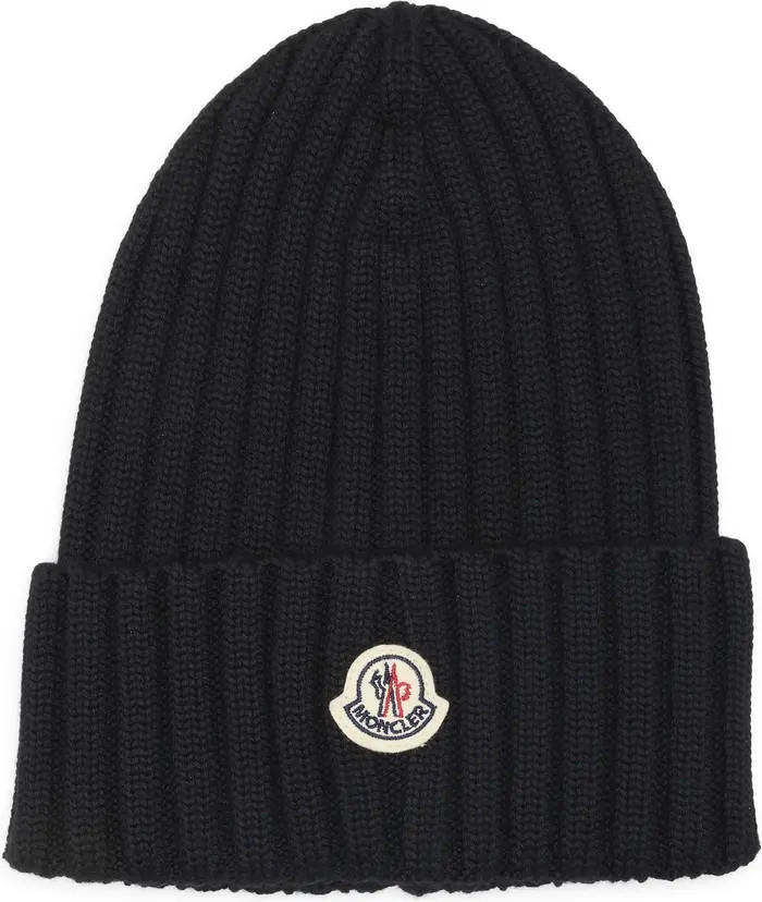 Logo Patch Rib Wool Beanie | Nordstrom