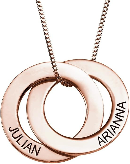 MyNameNecklace Personalized Russian Rings Necklace with Inscriptions - Two, Three, Four or Five C... | Amazon (US)