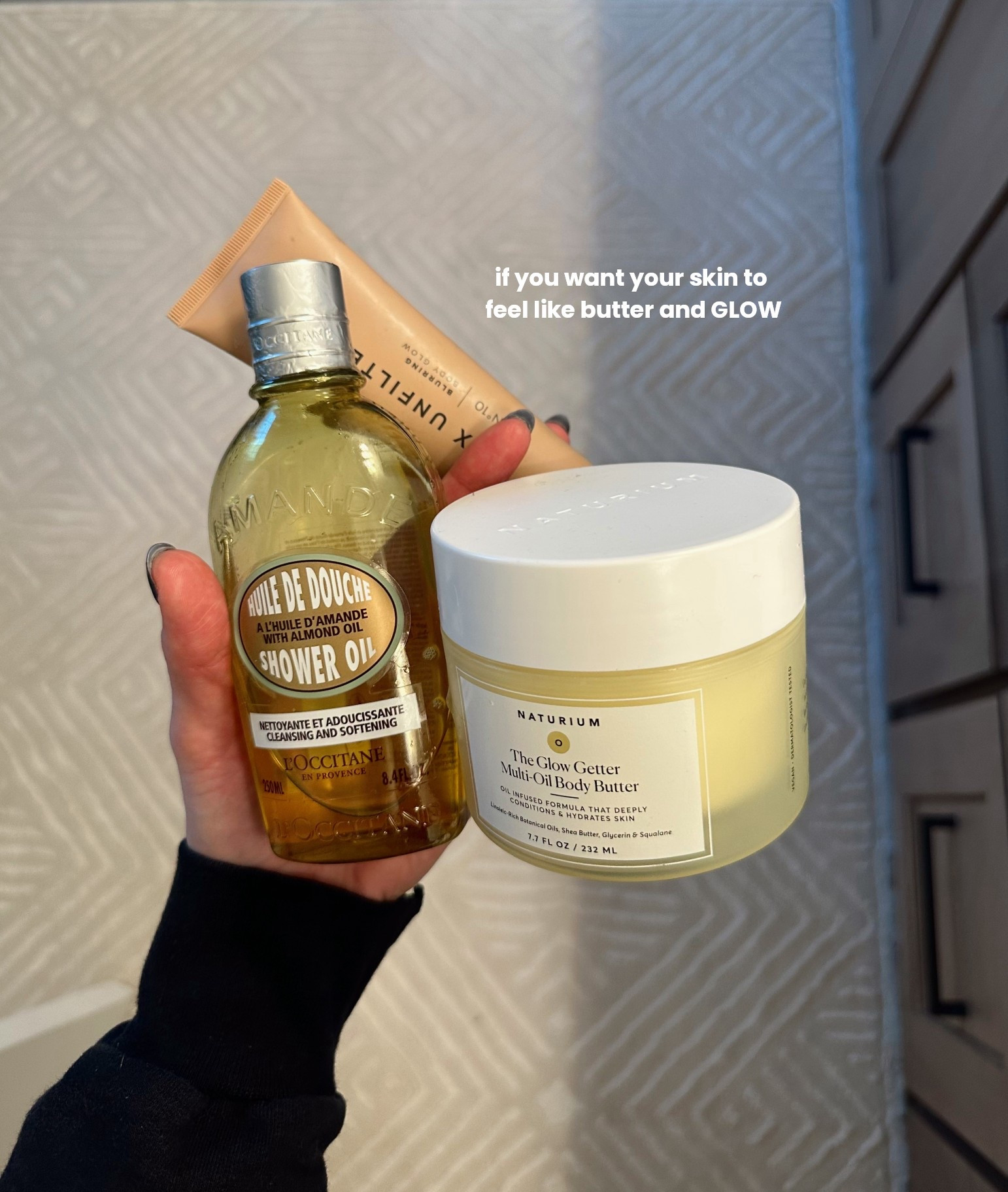 literally too good to gatekeep! Your skin will never feel softer. Body care is in and it really does make a difference when you have a healthy looking glow to your skin. 

I only use the lux unfiltered if I’m gonna be in a swimsuit, or shorts/collar bones and arms if I’m wearing a short sleeve. 

The shower oil and then lotion after the shower is my everyday combo. 

#bodyoil #showeroil #bodylotion #glowyskin #bodylotion 

#LTKselfcare #LTKBeauty