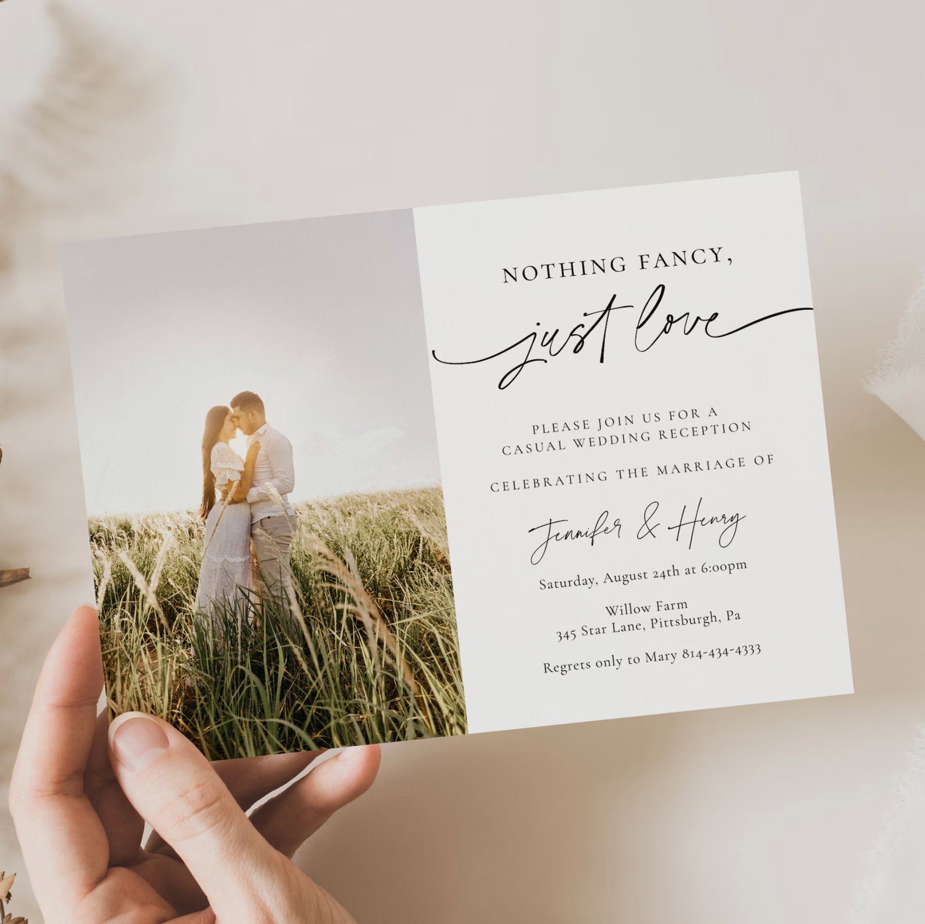 Nothing fancy, just love 🤍 A modern photo wedding reception invitation with a clean, minimalist feel. 

 #LTKWedding