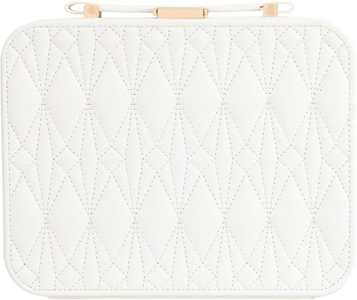White Jewelry Box, Large Travel Jewelry Case Organizer, 2 Layer Jewelry Holder Organizer, Traveli... | Amazon (US)