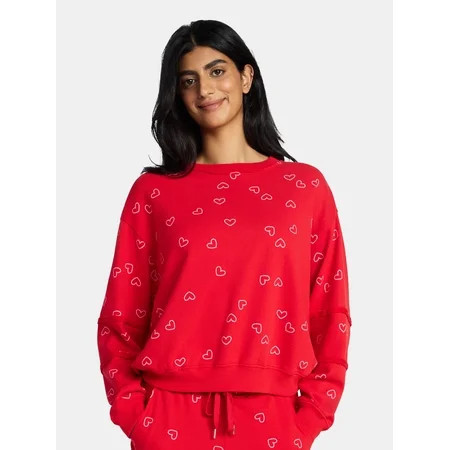 Valentine s Day Women s Love Scatter Graphic Fleece Top from Way to Celebrate Sizes S-XXXL | Walmart (US)