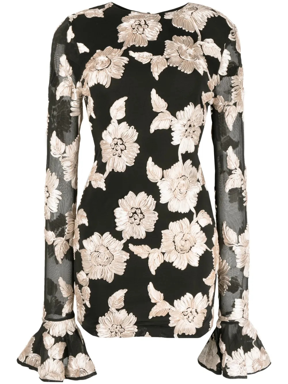 ROTATE floral-appliqué open-back Minidress - Farfetch | Farfetch Global