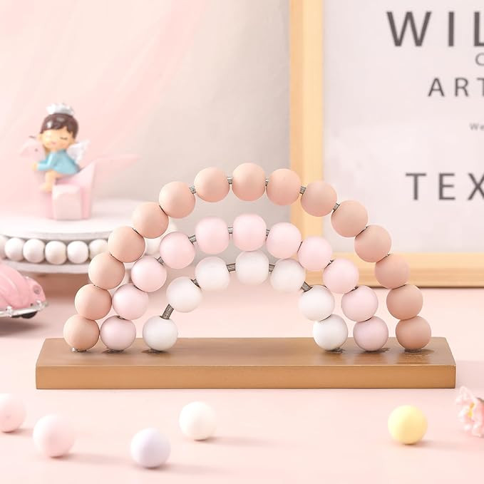 Cute Pink Rainbow Girls Room Decoration 8.66 x 5 Inch Boho Standability Pastel Kids Nursery Playr... | Amazon (US)