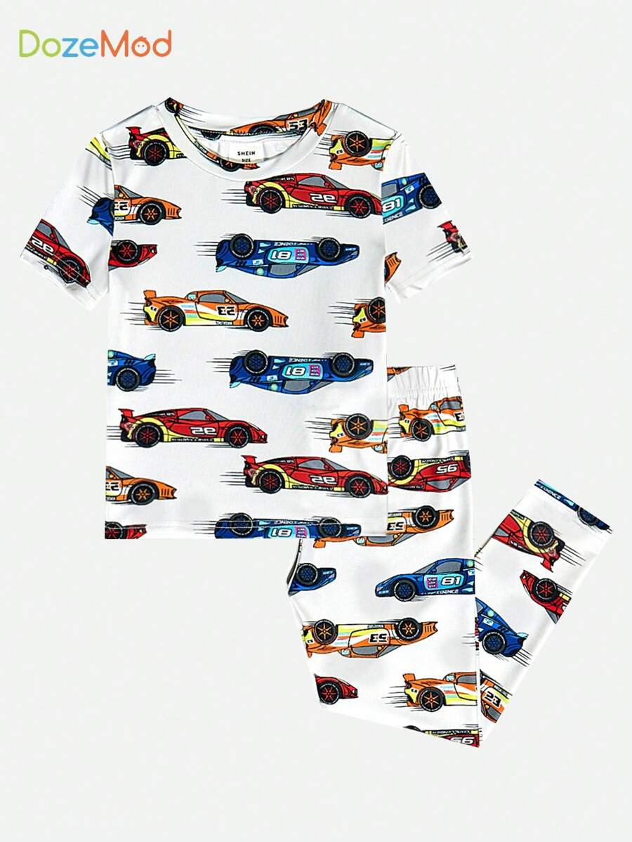 SHEIN 2 Piezas Juego De Ropa Interior Para Niños Con Patrón De Carreras Fresco Y Transpirable, ... | SHEIN