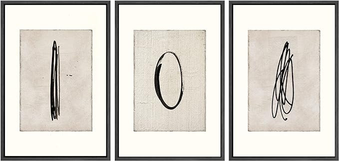 SIGNWIN Framed Canvas Print Wall Art Set Mid-Century Modern Paint Strokes Abstract Shapes Illustr... | Amazon (US)