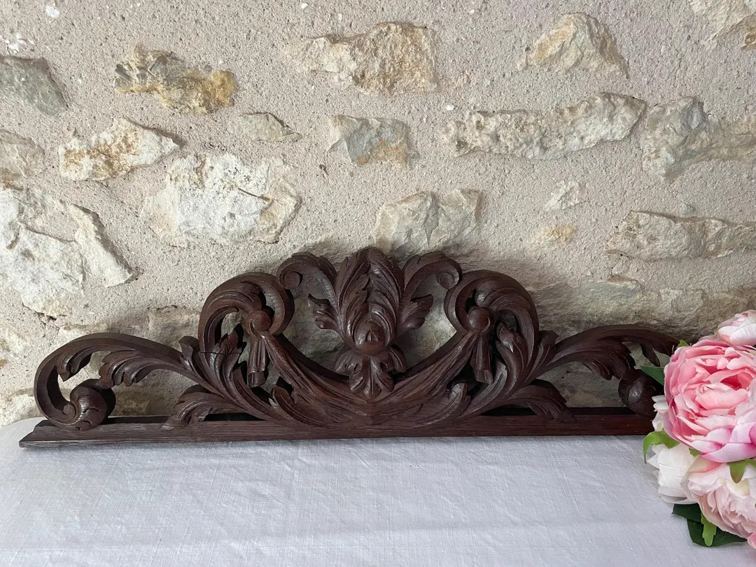 Antique French Wooden Hand Carved Pediment, Furniture Embellishment, Furniture Trim, Architectura... | Etsy (US)