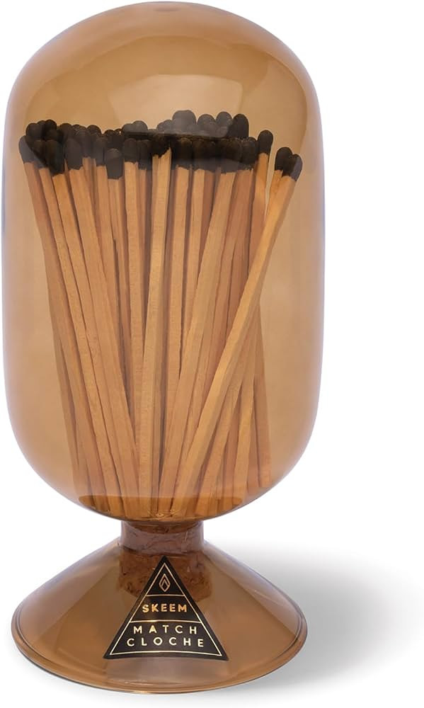 Skeem Glass Match Cloche - Amber - Includes 120 Small Black-Tipped Match Sticks | Amazon (US)