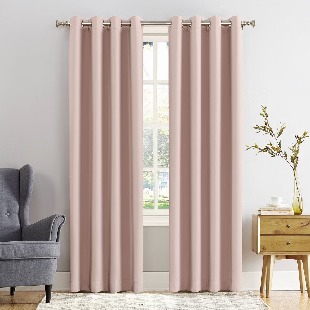 108""x54"" Kenneth Energy Saving Blackout Grommet Top Curtain Panel Pink - Sun Zero | Target