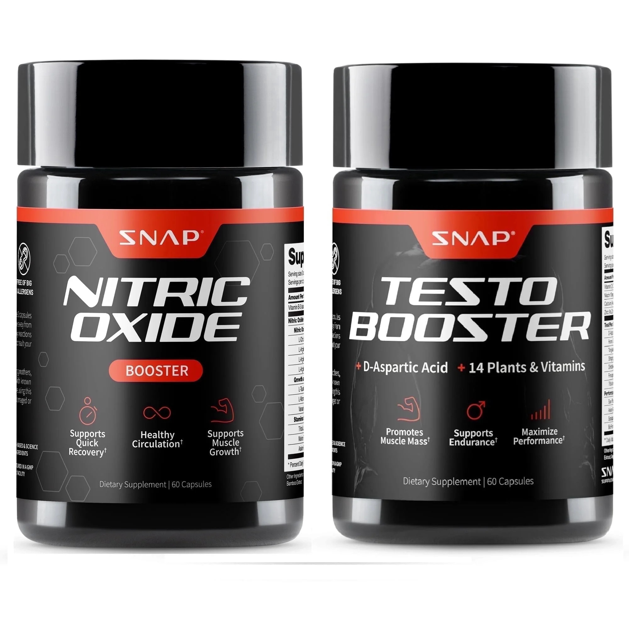 Snap Supplements Nitric Oxide Workout, Men's Testosterone Booster with D-Aspartic Acid, Boost Sta... | Walmart (US)