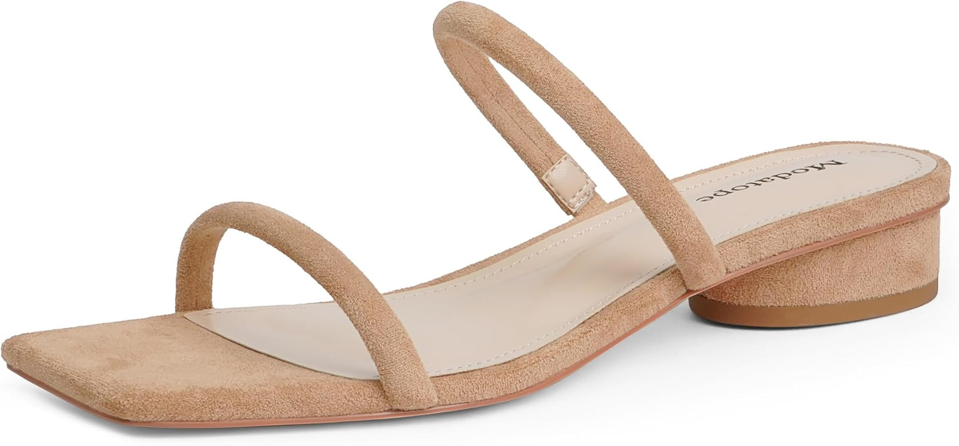 Modatope Square Open Toe Heeled Sandals Women Two Strap Chunky Heel Sandals for Women Low Block H... | Amazon (US)