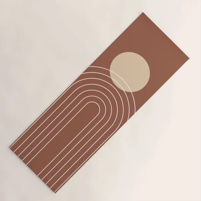Mid Century Modern Geometric 3 (Terrocatta and beige) Yoga Mat | Society6