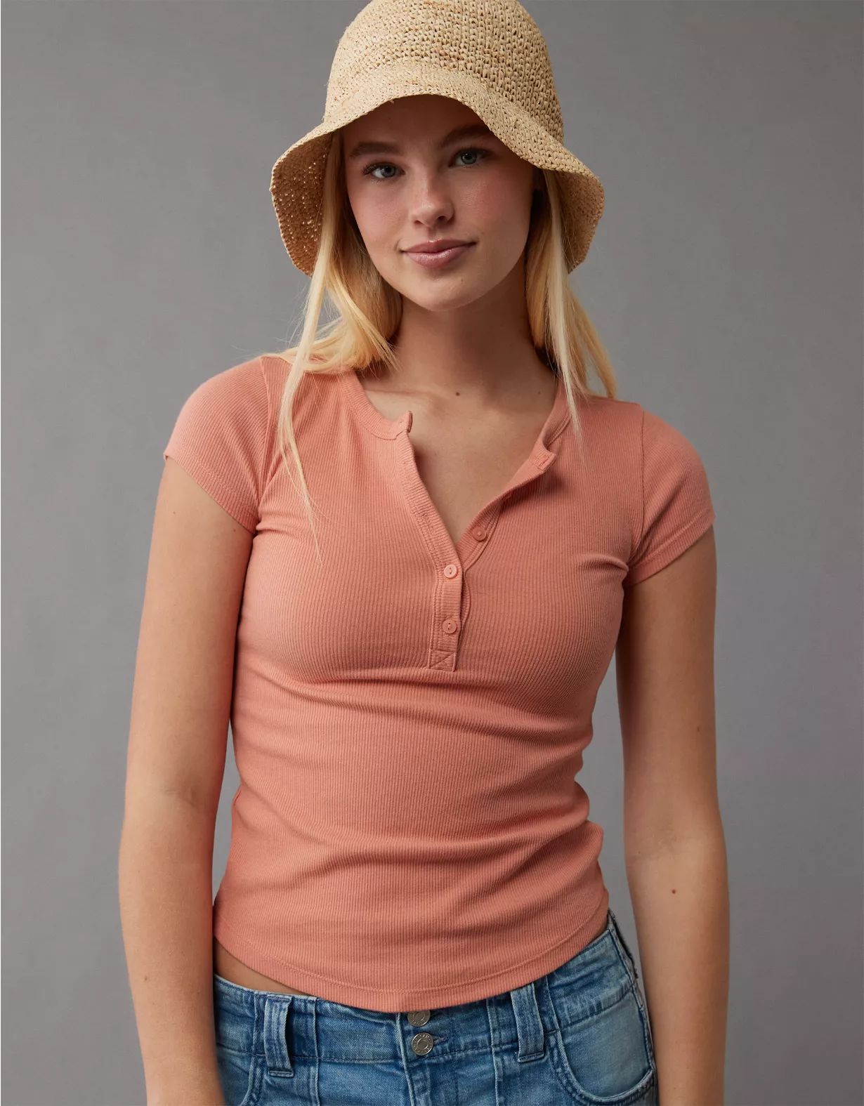 AE Ribbed Henley T-Shirt | American Eagle Outfitters (US & CA)
