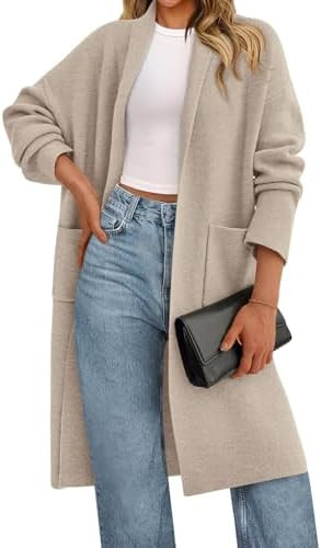 PRETTYGARDEN Long Sleeve Lapel Open Front Cardigan Sweaters for Women Trendy 2025 Oversized Fall ... | Amazon (US)