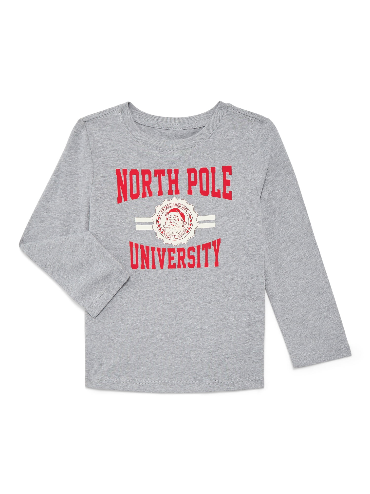 Holiday Time Toddler Boys or Girls Christmas Tee with Long Sleeves, Sizes 12M-5T | Walmart (US)