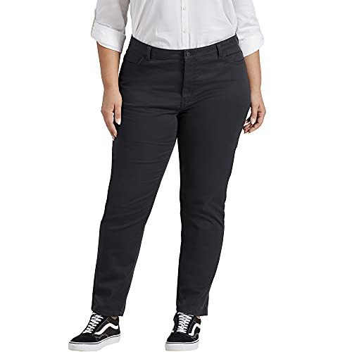 Dickies Women's Plus-Size Perfect Shape Skinny Twill 4 Pocket Pant - Plus Pants, Rinsed Black, 16W | Amazon (US)
