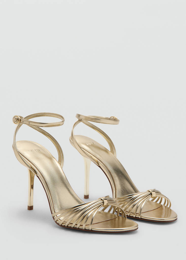 Heeled sandals with straps gold - Woman - 9½ - MANGO | Mango (US/MX/AU)