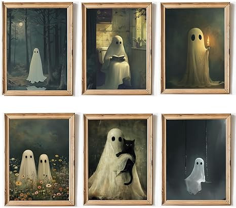HALLOWITCH Vintage Halloween Decoration. Cute Ghost Decor. Halloween Poster Wall Art. Dark, Gothi... | Amazon (US)