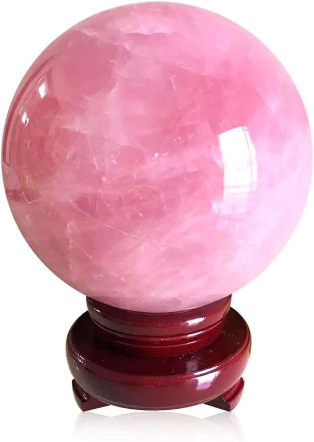 3.54inch Natural Pink Rose Quartz Magic Crystal Healing Ball Ornament Sphere + Base (5cm (2inch)) | Amazon (US)