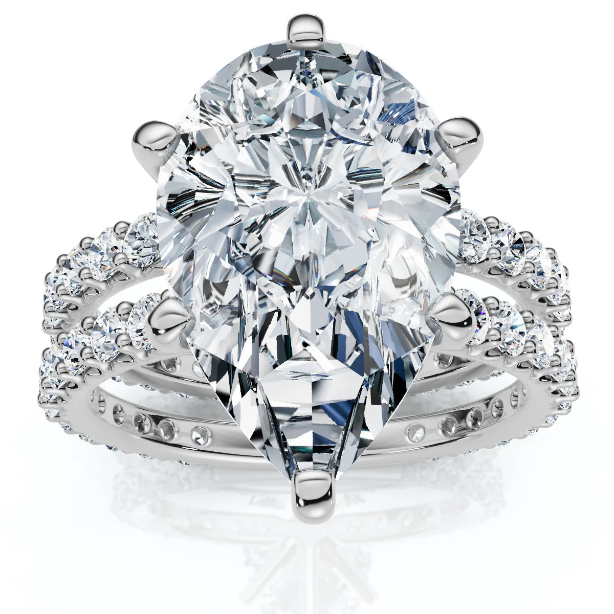 Certified 5.40Ct Pear Engagement Ring Wedding Band Set 14k Gold/Pt Lab Grown | Shop Simon