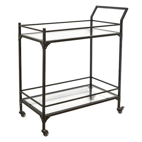 Sage Frost Bar Cart, Black, Metal/glass, sold by At Home | At Home