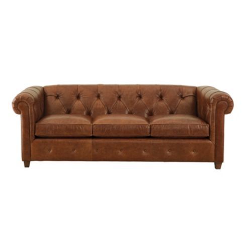 Aria Tufted Leather Upholstered Luxury Sofa | Ballard Designs, Inc.