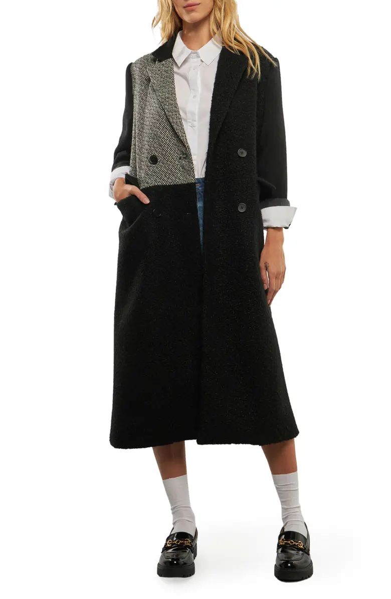 Faux Shearling Mixed Media Long Coat | Nordstrom Rack
