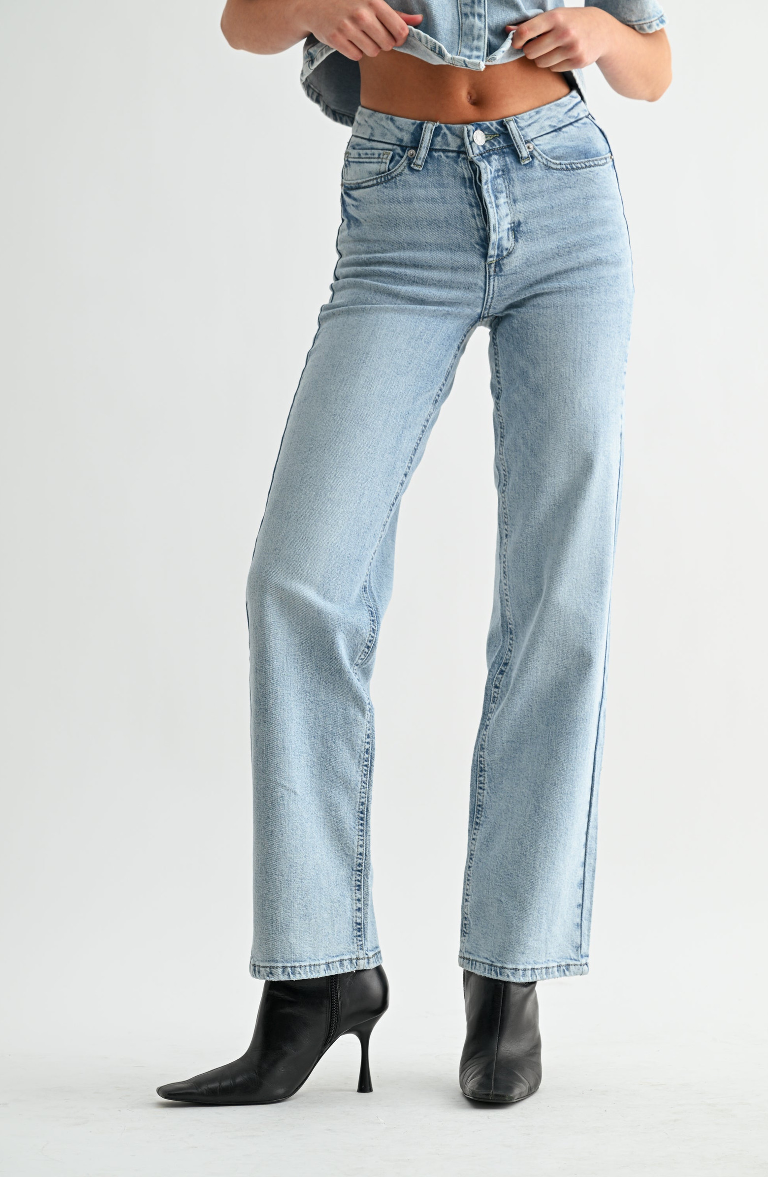 Jemina Denim High Rise Hidden Waistband Straight Leg Jeans | Nordstrom | Nordstrom