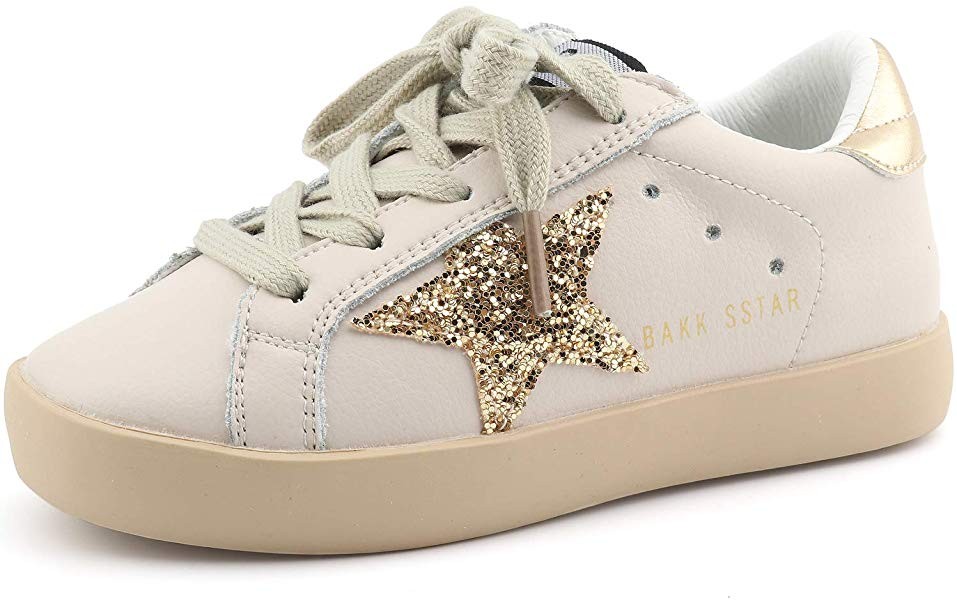 Amazon.com | Bakkotie Toddler Baby Boys Girls Fashion White Sparkly Glitter Leather Retro Star Sn... | Amazon (US)